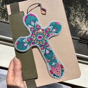 Diamond Art (No. 6) Cross Bookmark, Colorful, Sparkly, Bling